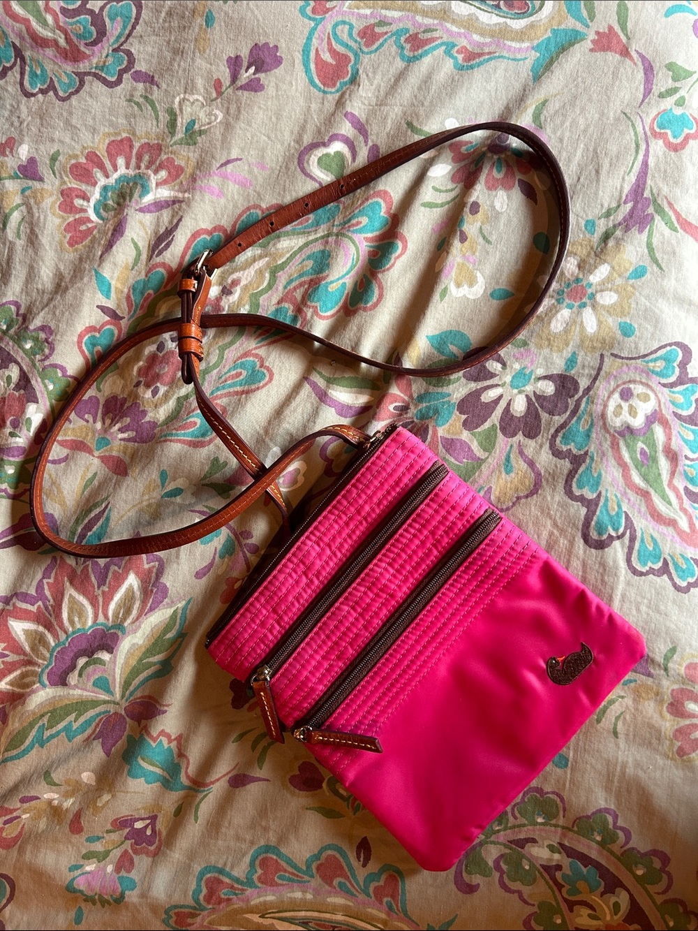 Dooney & Bourke Hot Pink Crossbody with Brown Strap